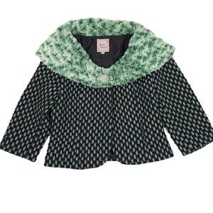 Young Essence Cropped Jacket Women Size S Boho 3/4 Sleeve Dressy Evening Black